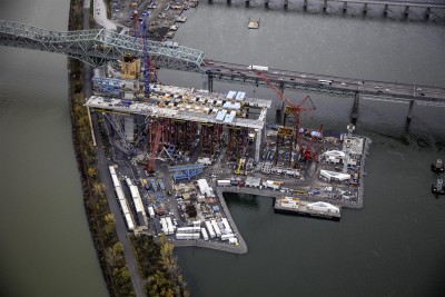 Survol des travaux du Pont Champlain